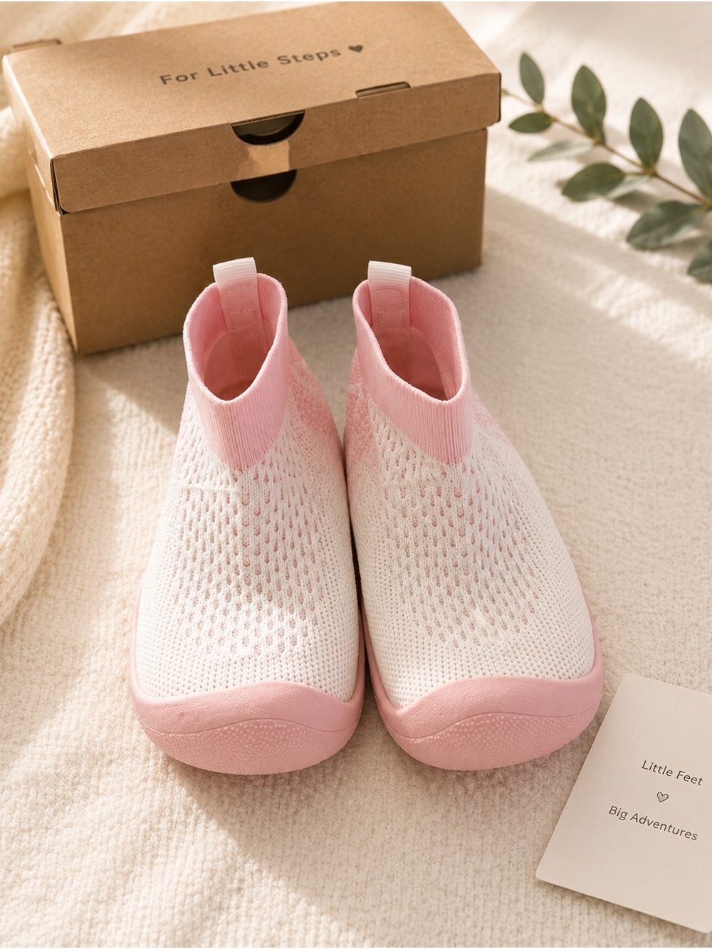 Russ Kids Pink and White Slip-On Knit Sneakers